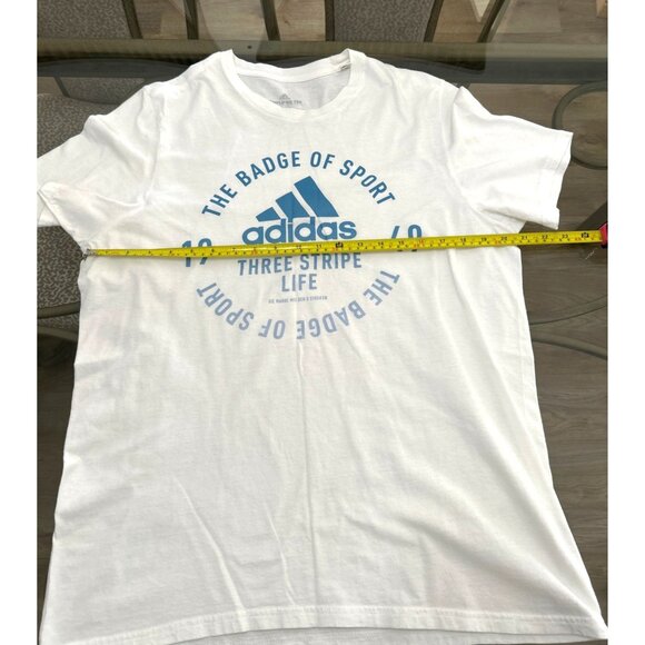 Adidas Amplifier Tee White/Blue Logo T-Shirt Mens Large 100% Cotton Sportswear C - Picture 5 of 6